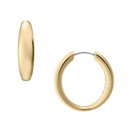 Fossil Women's Ellis Domed Collection Gold Tone Stainless Steel Hoop Earrings