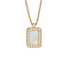Fossil Women's Raquel Glitz White Mother-of-Pearl Pendant Necklace