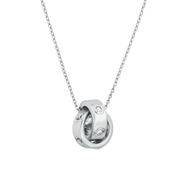 Michael Kors Women's Silver Tone Logo Boyfriend Pendant Necklace