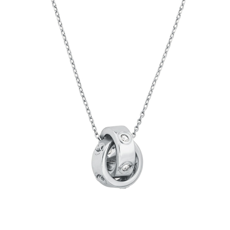 Main Image 1 of Michael Kors Women's Silver Tone Logo Boyfriend Pendant Necklace