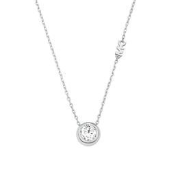 Michael Kors Women's Silver Tone Solitaire Stone Pendant Necklace