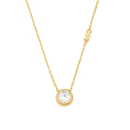 Michael Kors Women's Gold Tone Solitaire Stone Pendant Necklace