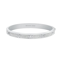 Michael Kors Women's Silver Tone Pavé Logo Bangle