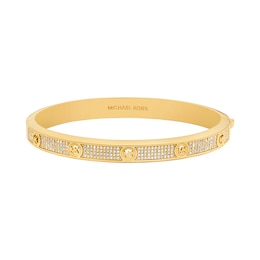 Michael Kors Women's Gold Tone Pavé Logo Bangle