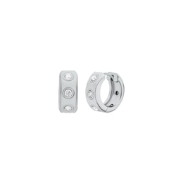 Michael Kors Women's Silver Tone Stone Station Huggie Earrings