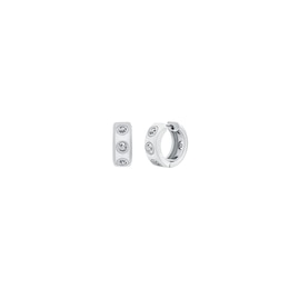 Michael Kors Women's Silver Tone Logo Huggie Earrings