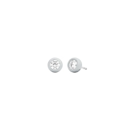 Michael Kors Women's Silver Tone Bezel-Set Solitaire Stud Earrings