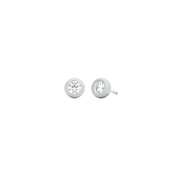 Michael Kors Women's Silver Tone Bezel-Set Solitaire Stud Earrings