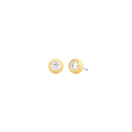 Michael Kors Women's Gold Tone Bezel-Set Solitaire Stud Earrings