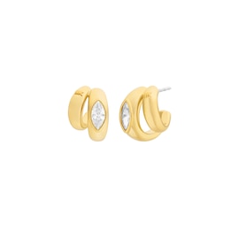 Michael Kors Women's Gold Tone Marquise Double Huggie Earrings