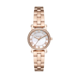 Michael Kors Women's Norie Three Hand Mother of Pearl Dial & Rose Tone Stainless Steel Bracelet Watch
