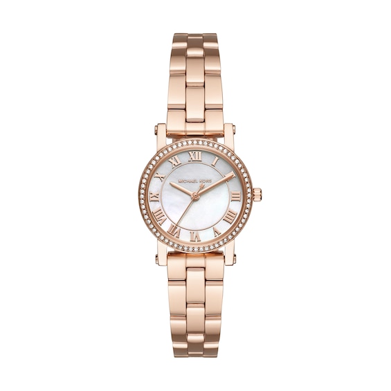 Michael Kors Women's Norie Three Hand Mother of Pearl Dial & Rose Tone Stainless Steel Bracelet Watch