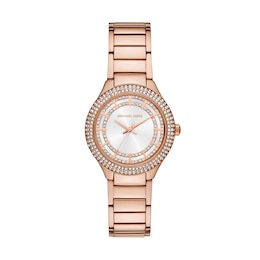 Michael Kors Women's&nbsp;Sylvia Pavé Set White Dial & Rose Tone Stainless Steel Bracelet Watch