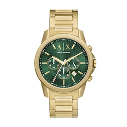 Armani Exchange Men's Chronograph Green Sunray Dial & Gold Tone Stainless Steel Bracelet Watch