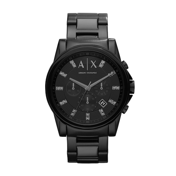 Armani Exchange Men's Chronograph Black Dial & Black Stainless Steel Bracelet Watch