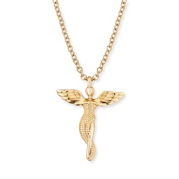 Angel Whisperer Sterling Silver Gold IP Stone Set Angel Pendant Necklace