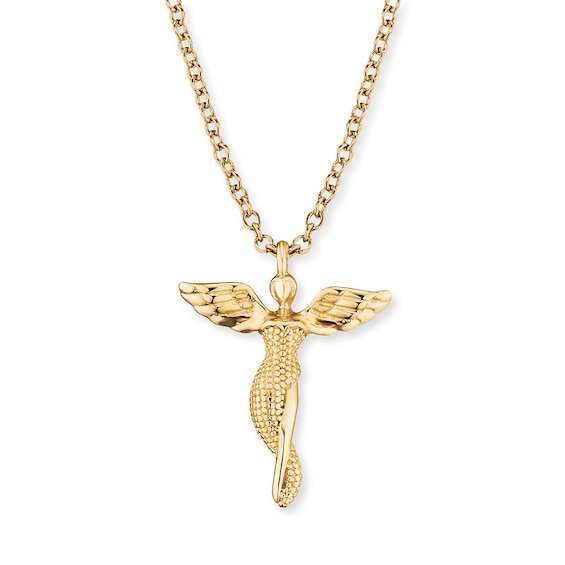 Angel Whisperer Sterling Silver Gold IP Stone Set Angel Pendant Necklace