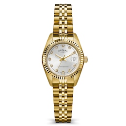Rotary Women's Cocktail Stone Set Dial Gold Tone Stainless Steel Bracelet Watch