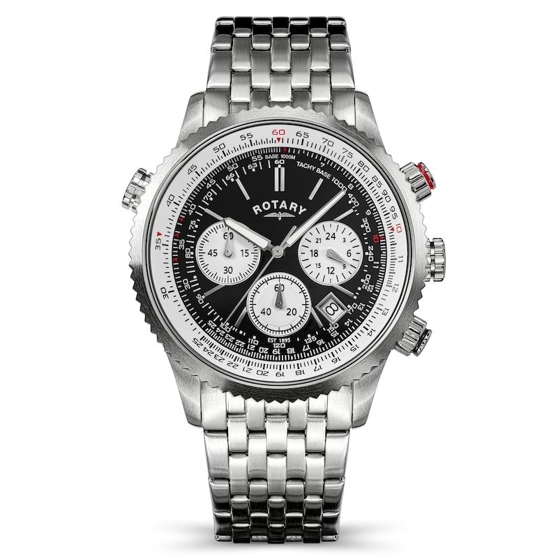 Main Image 1 of Rotary Men's Pilot Chronograph Black Dial Stainless Steel Bracelet Watch