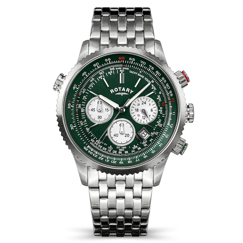 Main Image 1 of Rotary Men's Pilot Chronograph Green Dial Stainless Steel Bracelet Watch