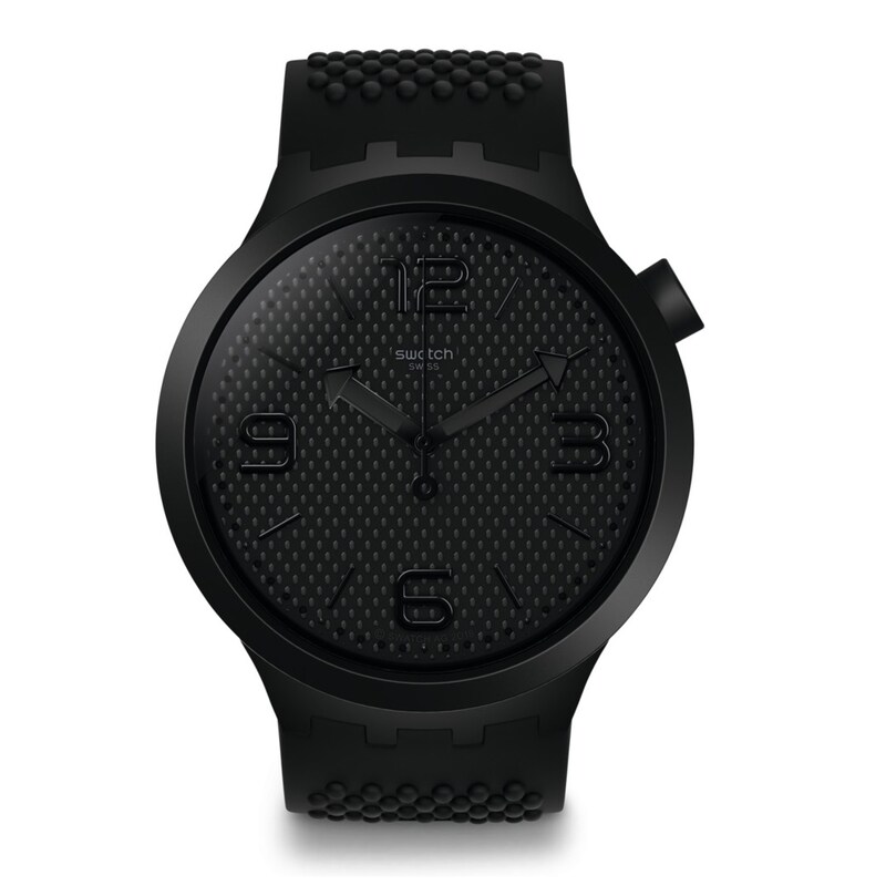 Swatch BBBlack Black Silicone Strap Watch