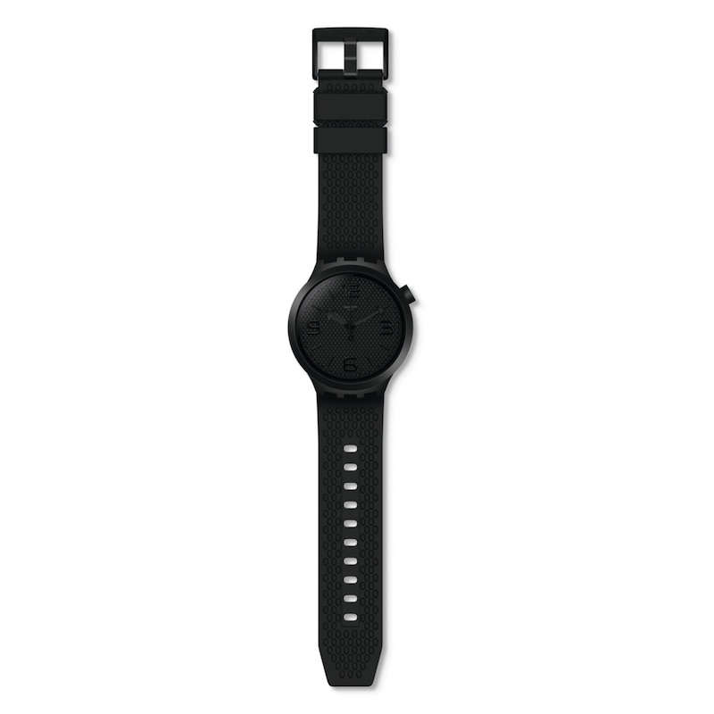 Swatch BBBlack Black Silicone Strap Watch