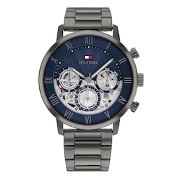 Tommy Hilfiger Men's Blue Skeleton Dial Stainless Steel Bracelet Watch