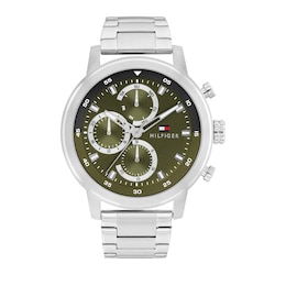 Tommy Hilfiger Men's Olive Green Dial Chronograph Stainless Steel Bracelet Watch
