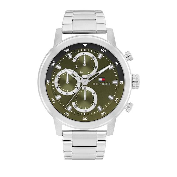 Tommy Hilfiger Rocky Mens Olive Green Dial Chronograph