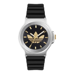 adidas Originals Expression Three Black Dial Black Silicone Strap Watch