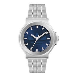 adidas Originals Expression Three Blue Dial Silver-Tone Stainless Steel Bracelet Watch