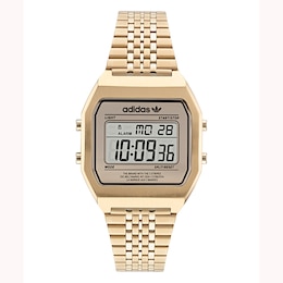 adidas Originals Digital Two Black Dial Gold-Tone Stainless Steel Bracelet Watch