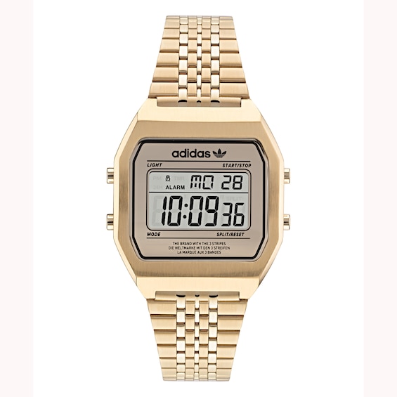 adidas Originals Digital Two Black Dial Gold-Tone Stainless Steel Bracelet Watch
