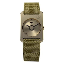 adidas Originals Retro Pop One Gold-Tone Dial Olive Green Nylon Strap Watch