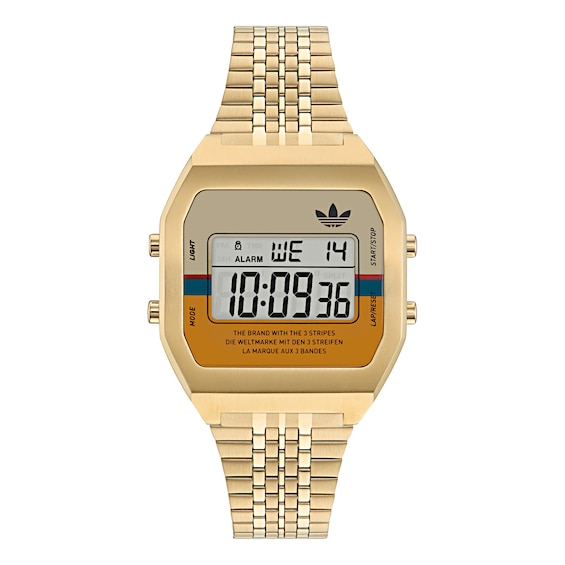 adidas Originals Digital Two Multicolour Dial Gold-Tone Stainless Steel Bracelet Watch