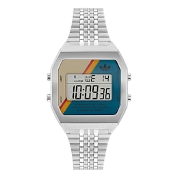 adidas Originals Digital Two Multicolour Dial Silver-Tone Stainless Steel Bracelet Watch