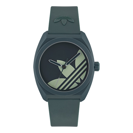 adidas Originals Project Three Green Dial Green Resin Strap Watch