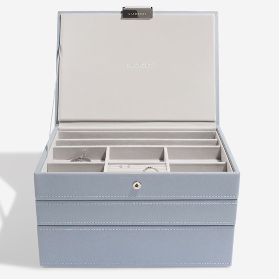 Stackers Classic Jewellery Box, Set of 3 – Dusky Blue
