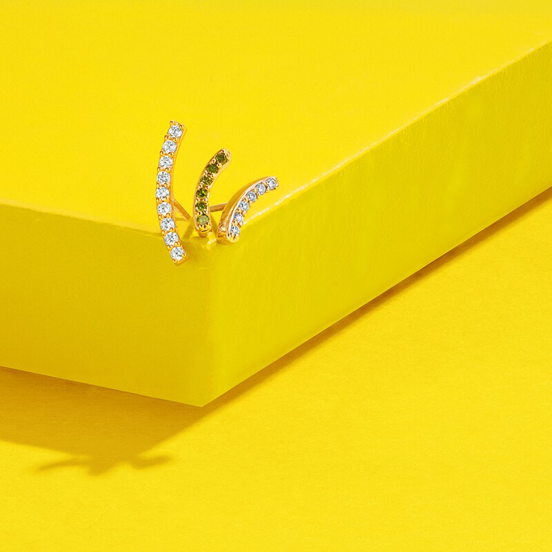 9ct Yellow Gold Diamond Curve Single Stud Earring