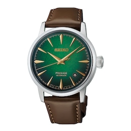 Seiko Presage Cocktail Time Crushed Ice ‘Mint Mist’ Dial Brown Leather Strap Watch