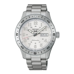 Seiko 5 Sports Field White Ensign Dial Stainless Steel Bracelet Watch