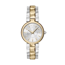 Armani Exchange Audora Women's Two-Hand Two-Tone Stainless Steel Bracelet Watch