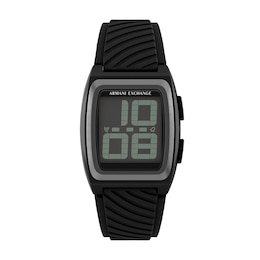 Armani Exchange Men's Digital Dial Black Silicone Watch