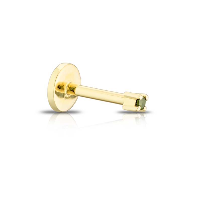 Main Image 1 of 9ct Yellow Gold Treated Green Diamond Single Stud Earring