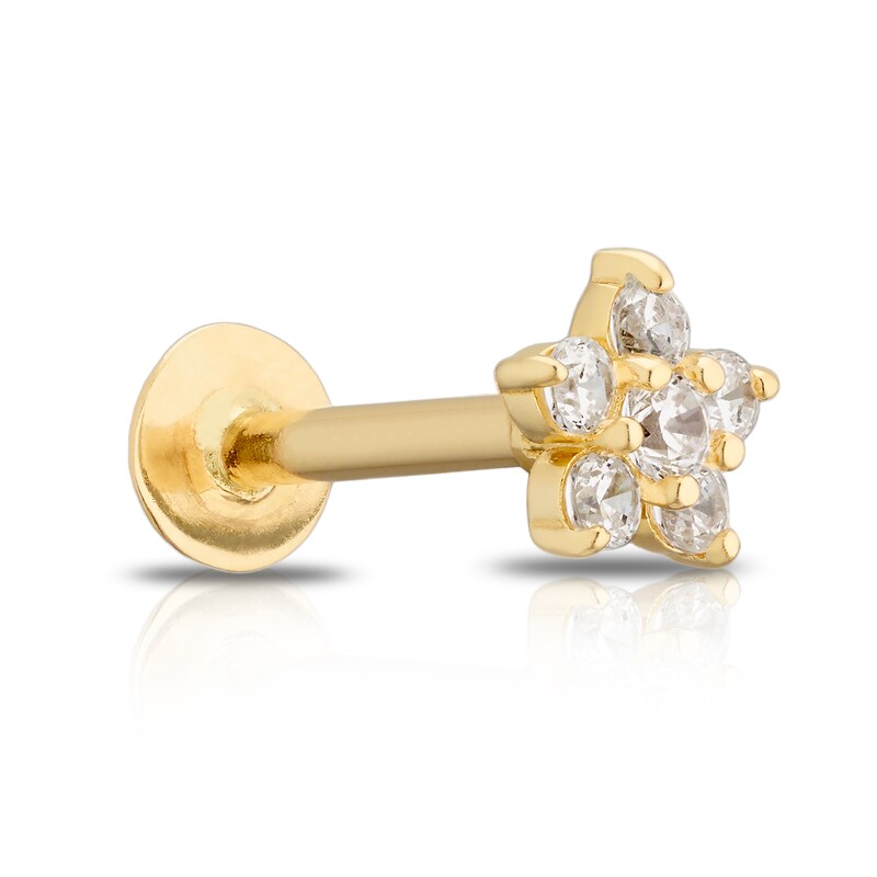 9ct Yellow Gold Cubic Zirconia Flower Cartilage Earring