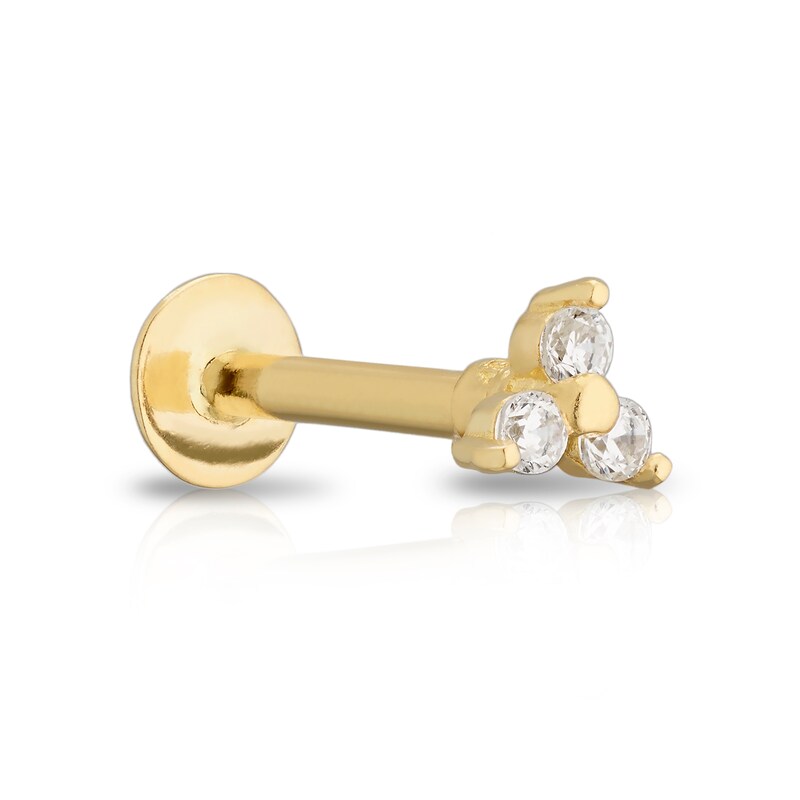 9ct Yellow Gold Triple Cubic Zirconia Cartilage Earring