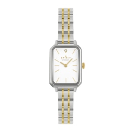 Spirit Women's White Rectangular Dial Two Tone Stainless Steel Bracelet Watch