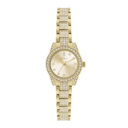 Spirit Women's Stone Set Golden Sunray Dial & Stone Accented Gold Tone Bracelet Watch