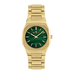 Spirit Women's Green Malachite Printed Dial & Gold Tone Stainless Steel Bracelet Watch