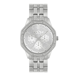 Spirit Men's Stone Set Silver Dial & Silver Tone Stainless Steel Sport Bracelet Watch